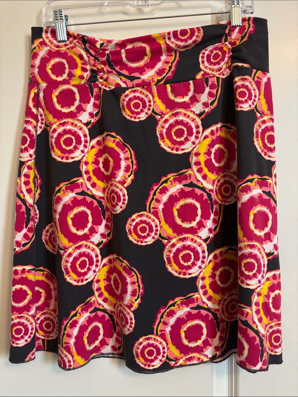 Soybu Black Skirt with Pink & Yellow Circular Floral Print